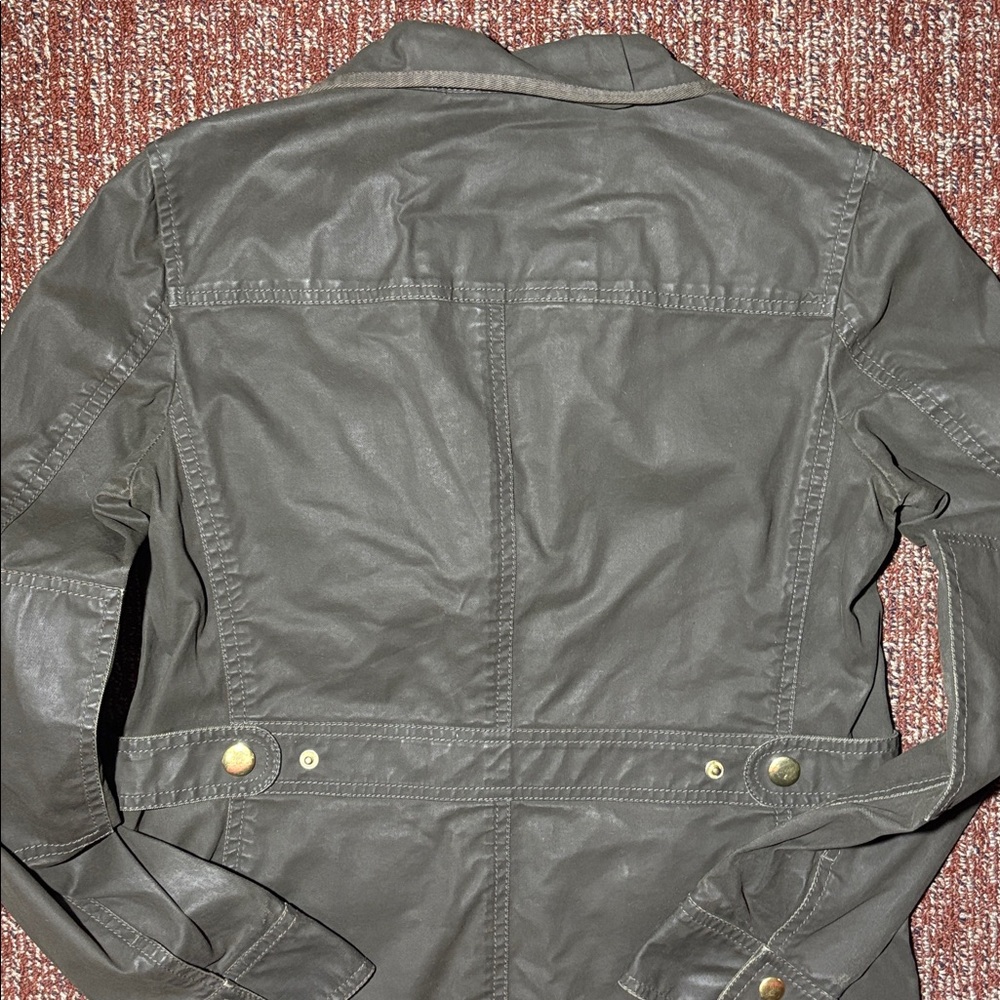 J. crew military style relaxed boyfriend field jacket xs waxed denim grunge - Picture 9 of 12